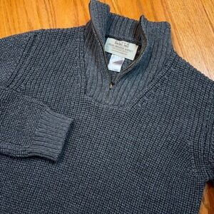 Aran Sweater Market Pullover Mens Small Gray Wool 1/4 Zip Waffle Knit Ireland